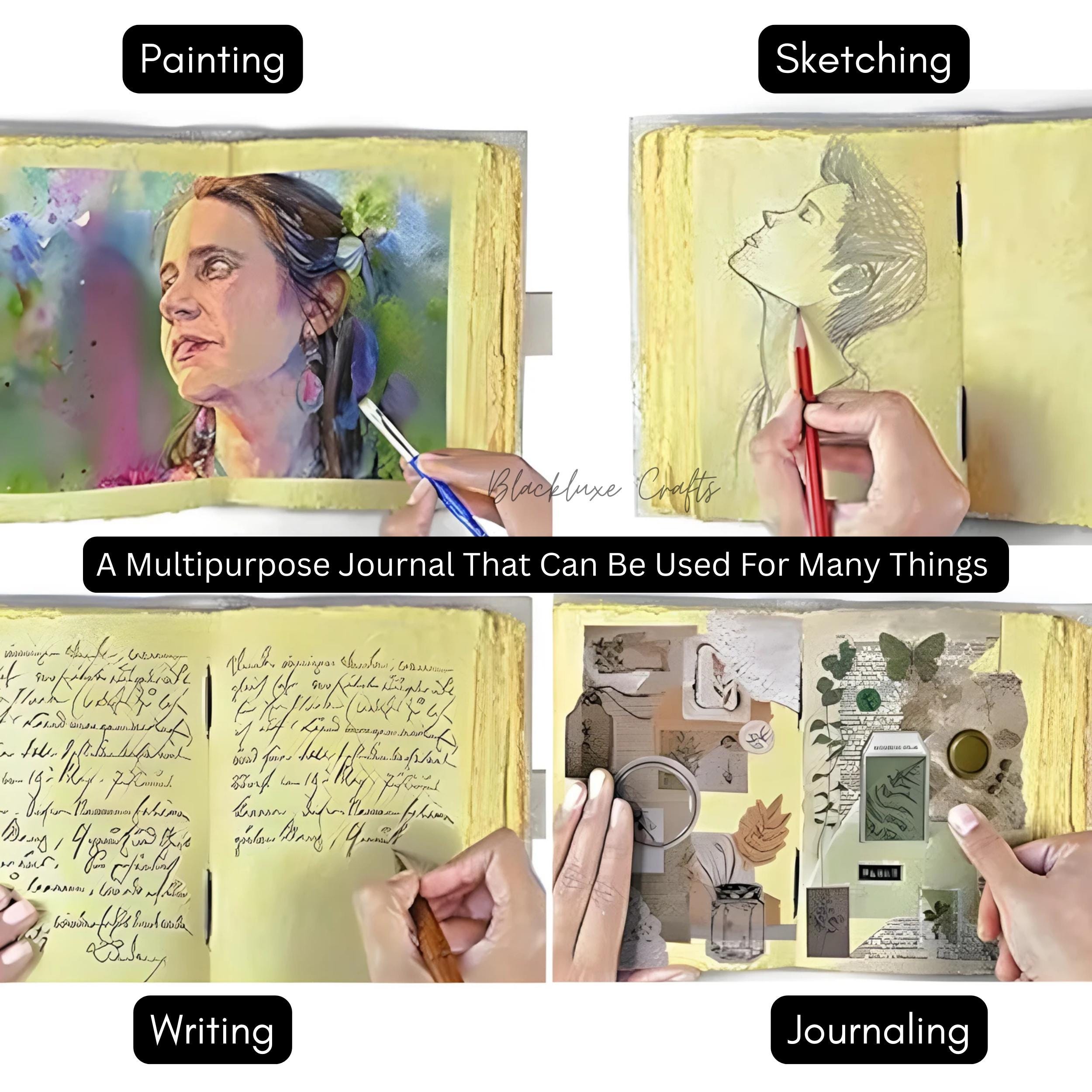 Handmade Leather Owl Journal Vintage Lock Diary, Grimoire Spell Book (BLACKLUXE CRAFTS)