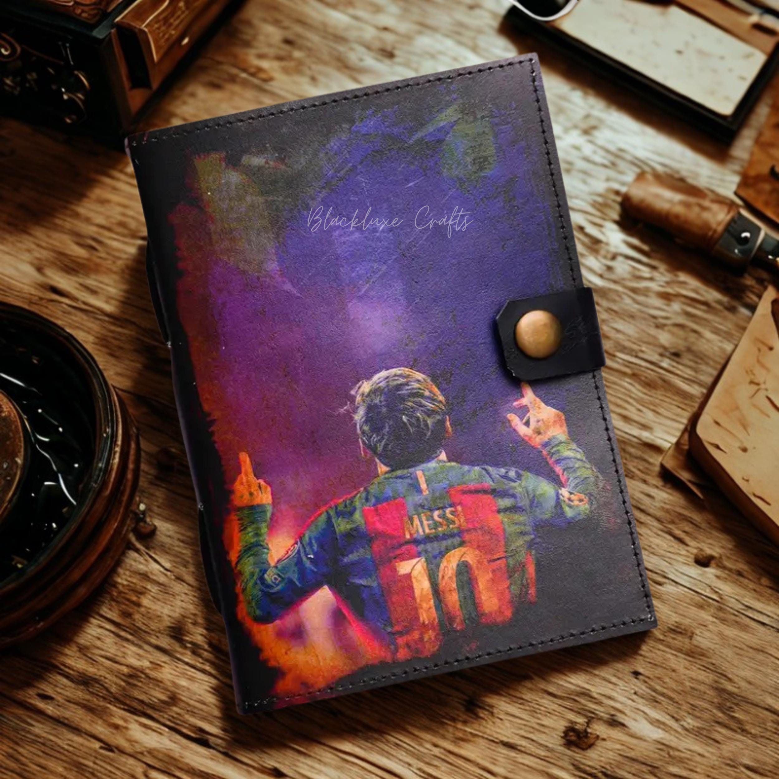 Messi Football Journal Faux Leather Soccer Diary with Lock (BLACKLUXE CRAFTS)