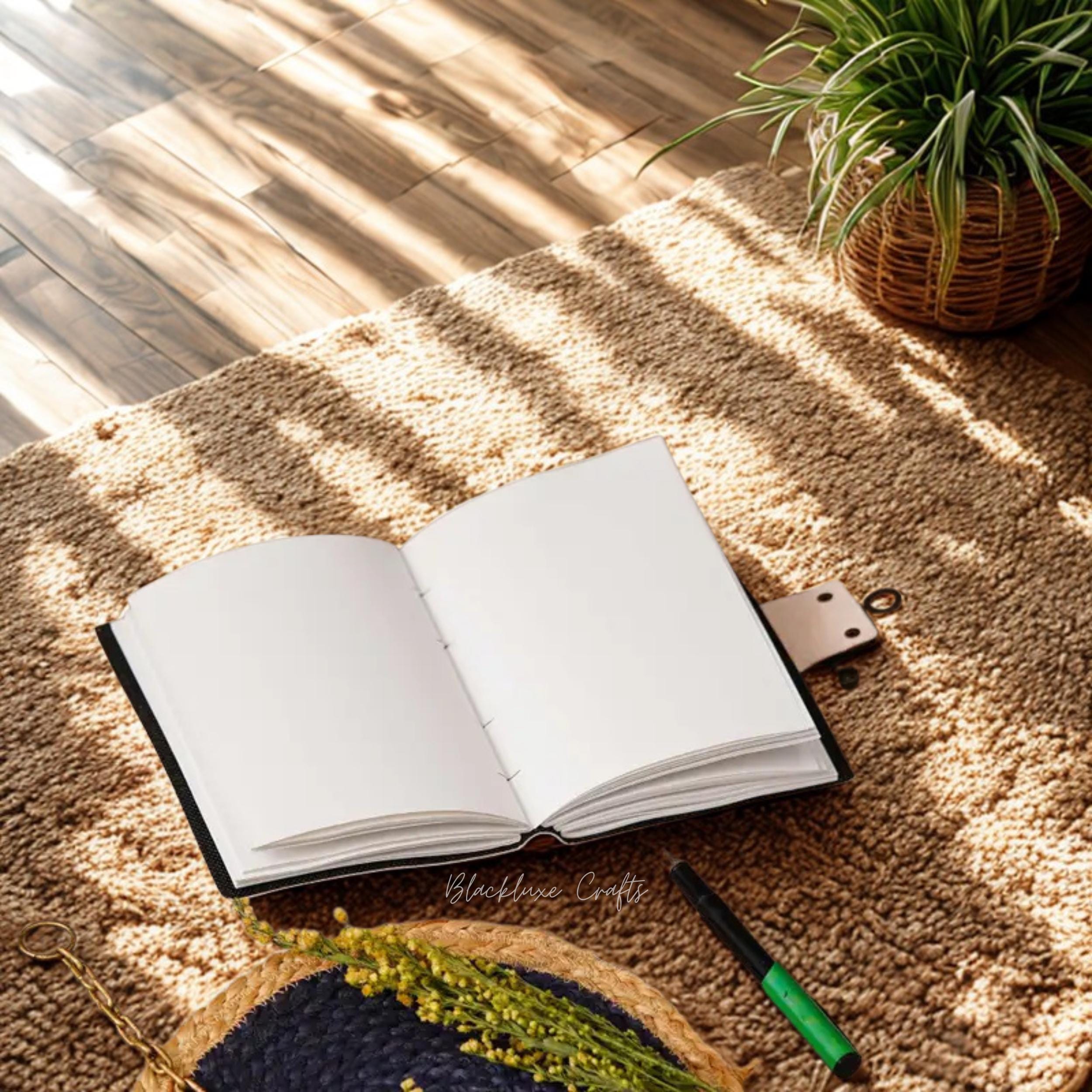 Green Man Leather Journal with Clasp Pagan Grimoire, Celtic Diary (BLACKLUXE CRAFTS)